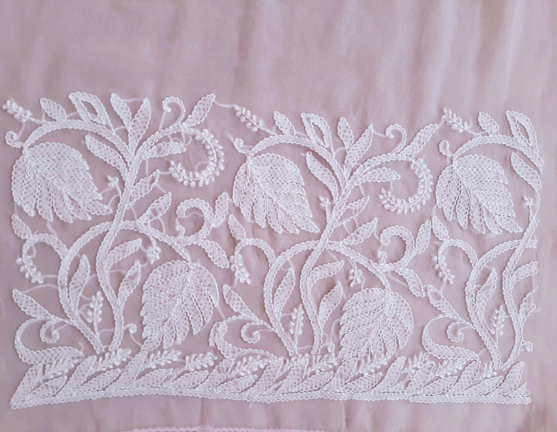 Baby Pink Noor Full Jaal Hand Embroidered Lucknowi Chikankari Saree