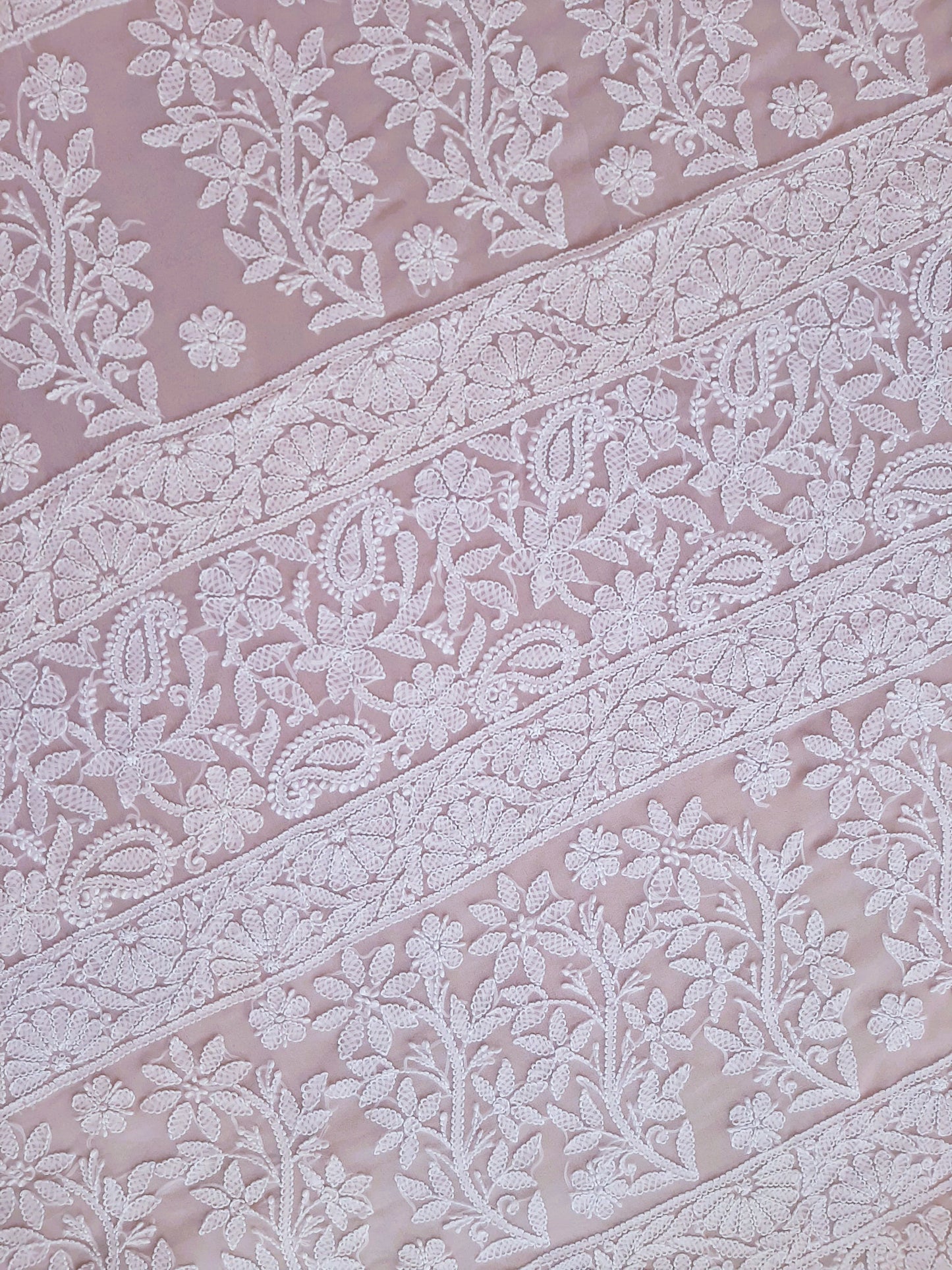 Baby Pink Noor Full Jaal Hand Embroidered Lucknowi Chikankari Saree