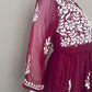 Nora Wine Short Georgette Chikankari Kurti