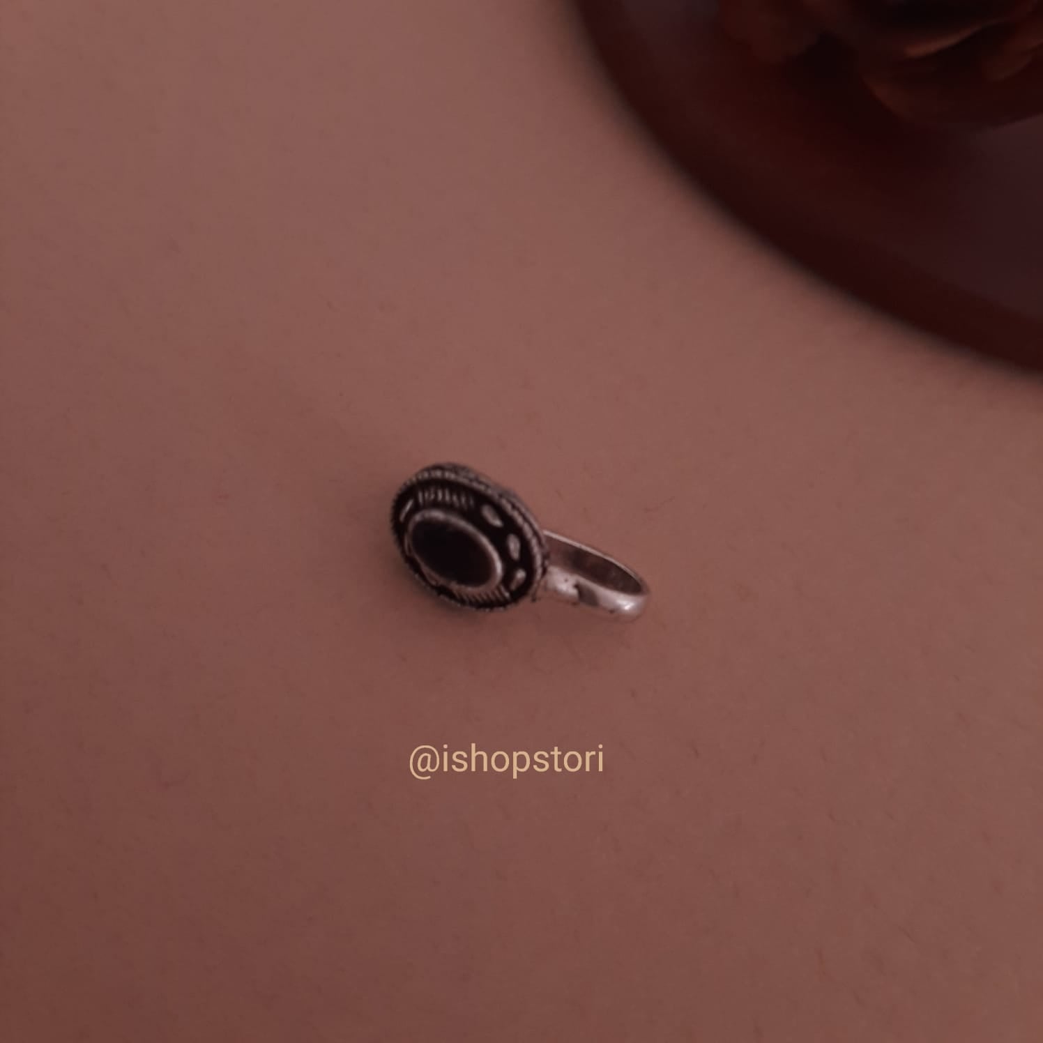 Oval Shaped Small Oxidized Clip-on Nosepin