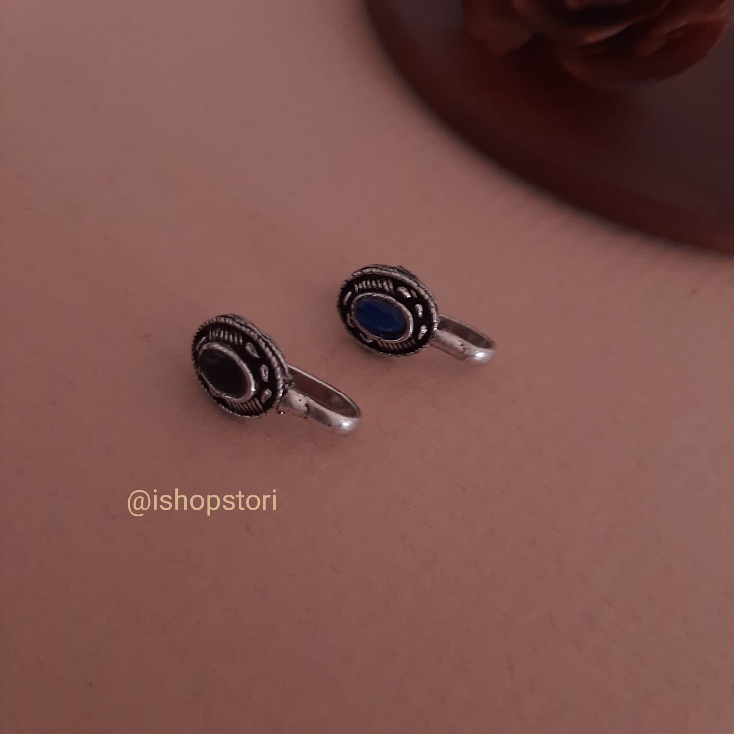 Oval Shaped Small Oxidized Clip-on Nosepin