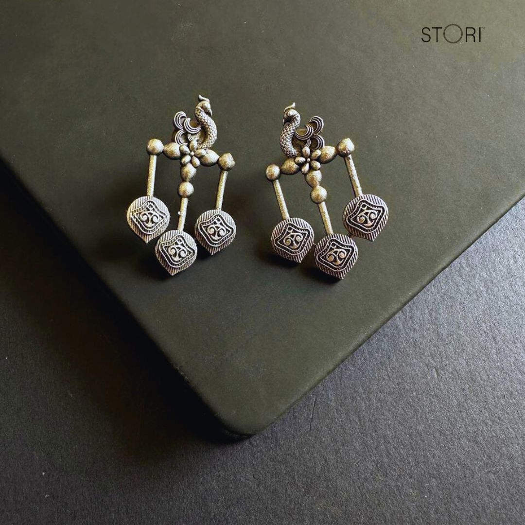 Reha Oxidised German Silver Earrings