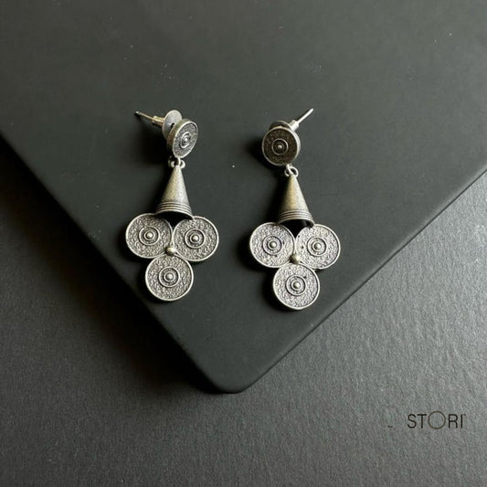 Hammered Oxidised Silver Earrings