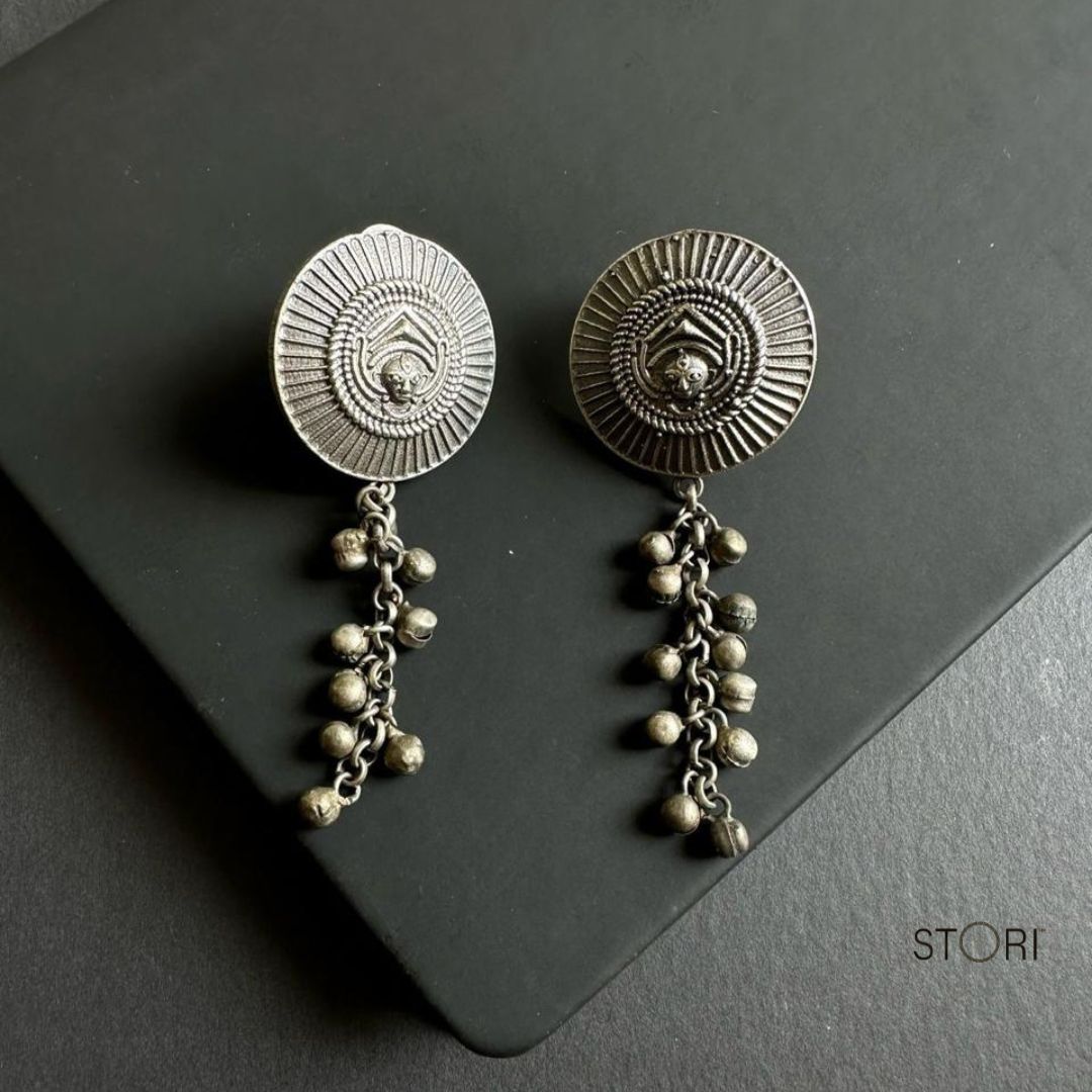 Ambike Oxidised Silver Earrings