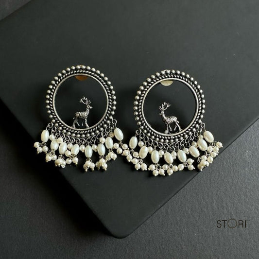 Riha Pearled Chandbali Earrings