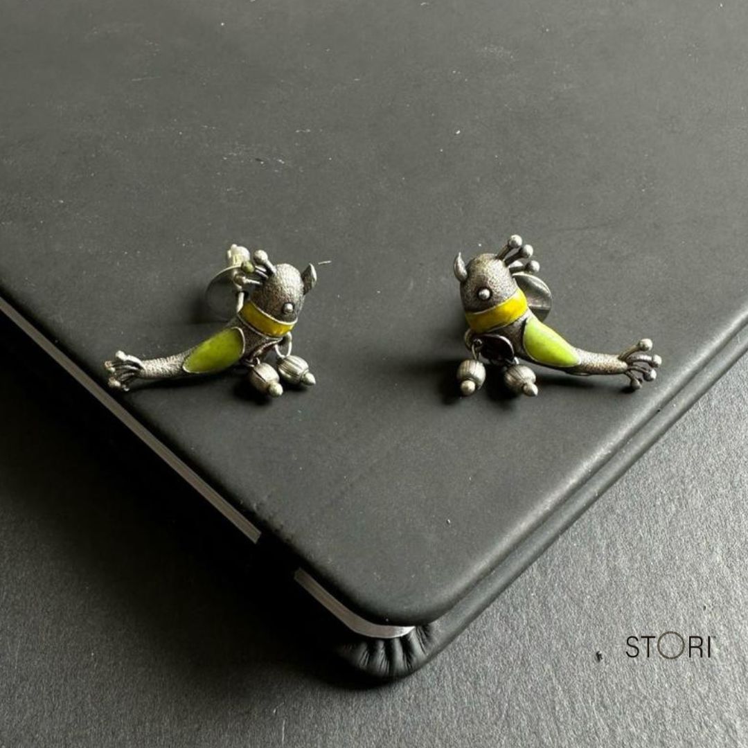 Parrot Enameled Oxidised Best Selling Earrings