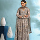 Brown Designer Angarakha Pattern Anarkali Gown Set With Dupatta