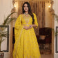 Yellow Rayon Anarkali Kurti Pant Set with Cotton Dupatta