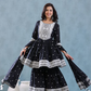 Black Mulmul Cotton Designer Sharara Set With Dupatta & Tassels