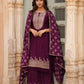 Wine Color Designer Rayon Nyra Cut Embroidered Kurti Sharara Set With Dupatta