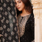 Black Designer Rayon Nyra Cut Embroidered Kurti Sharara Set With Dupatta