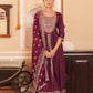 Maroon Rayon Front Slit Anarkali Kurti Pant Set With Rayon Dupatta