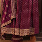 Maroon Rayon Front Slit Anarkali Kurti Pant Set With Rayon Dupatta