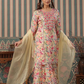 Moon Mist Designer Floral Print Muslin Sharara Set With Gota Patti Tassels and Chiffon Dupatta