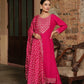 Magenta Side Slit Nyra Cut Rayon Embroidered Kurti Sharara Set With Dupatta