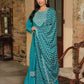 Turquoise Side Slit Nyra Cut Rayon Embroidered Kurti Sharara Set With Dupatta