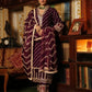 Wine Schiffili Side Slit Straight Kurti Set With Embroidered Rayon Pant and Organza Dupatta