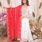 White Rayon Embroidered Kurti Pant Set With Mulmul Dupatta