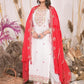 White Rayon Embroidered Kurti Pant Set With Mulmul Dupatta