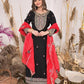 Black Rayon Embroidered Kurti Pant Set With Mulmul Dupatta