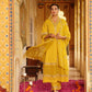 Yellow Three Piece Long Rayon Full Flair Anarkali Kurti Set