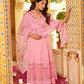 Pink Three Piece Long Rayon Full Flair Anarkali Kurti Set