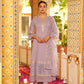 Lavender Three Piece Long Rayon Full Flair Anarkali Kurti Set