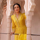 Yellow Digital Print Muslin Anarkali Suit Set With Organza Dupatta