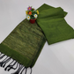 Olive Green Handloom Kesh Khadi Cotton Saree