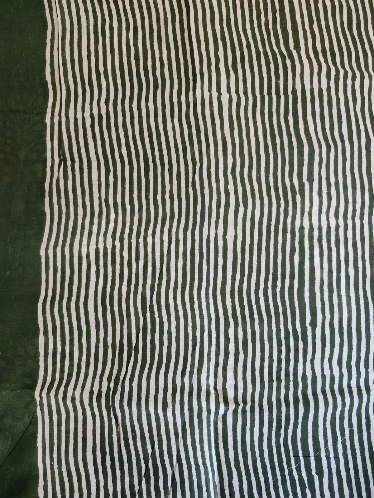 Buddha Tree Olive Green Cotton Mulmul Saree