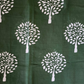 Buddha Tree Olive Green Cotton Mulmul Saree