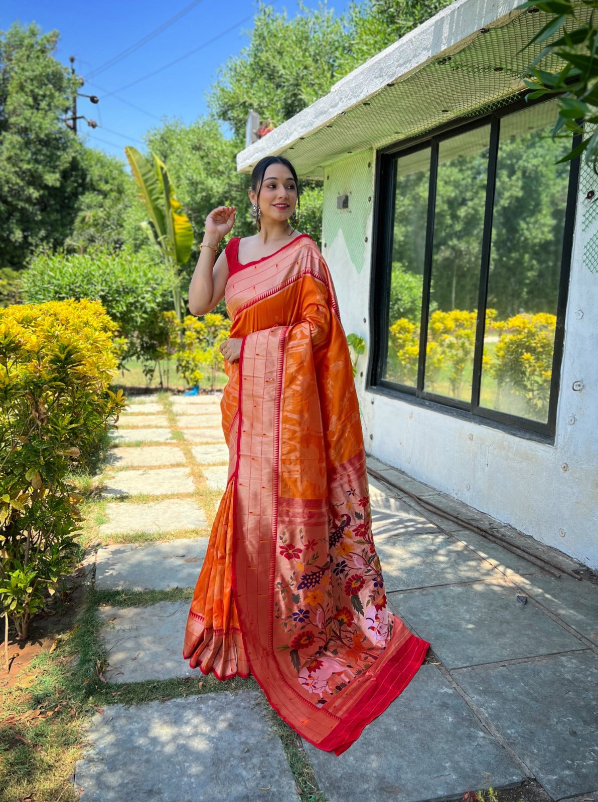 Mango Yellow Silk Saree With Allover Zari Woven Motifs