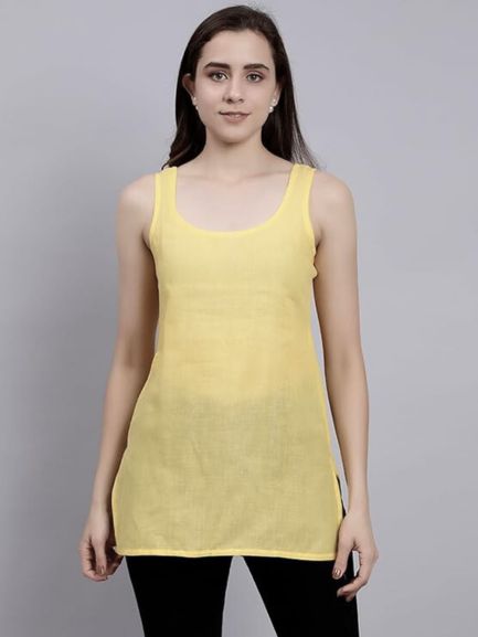 Pale Yellow Cotton Short Inner Slip