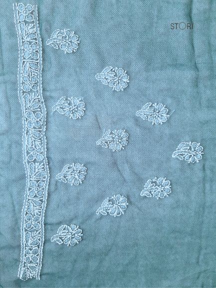 Pine Green Noor Full Jaal Hand Embroidered Lucknowi Chikankari Saree