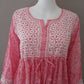 Pink Printed Cotton Mulmul Chikankari Short Kurti with Dori