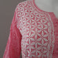 Pink Printed Cotton Mulmul Chikankari Short Kurti with Dori