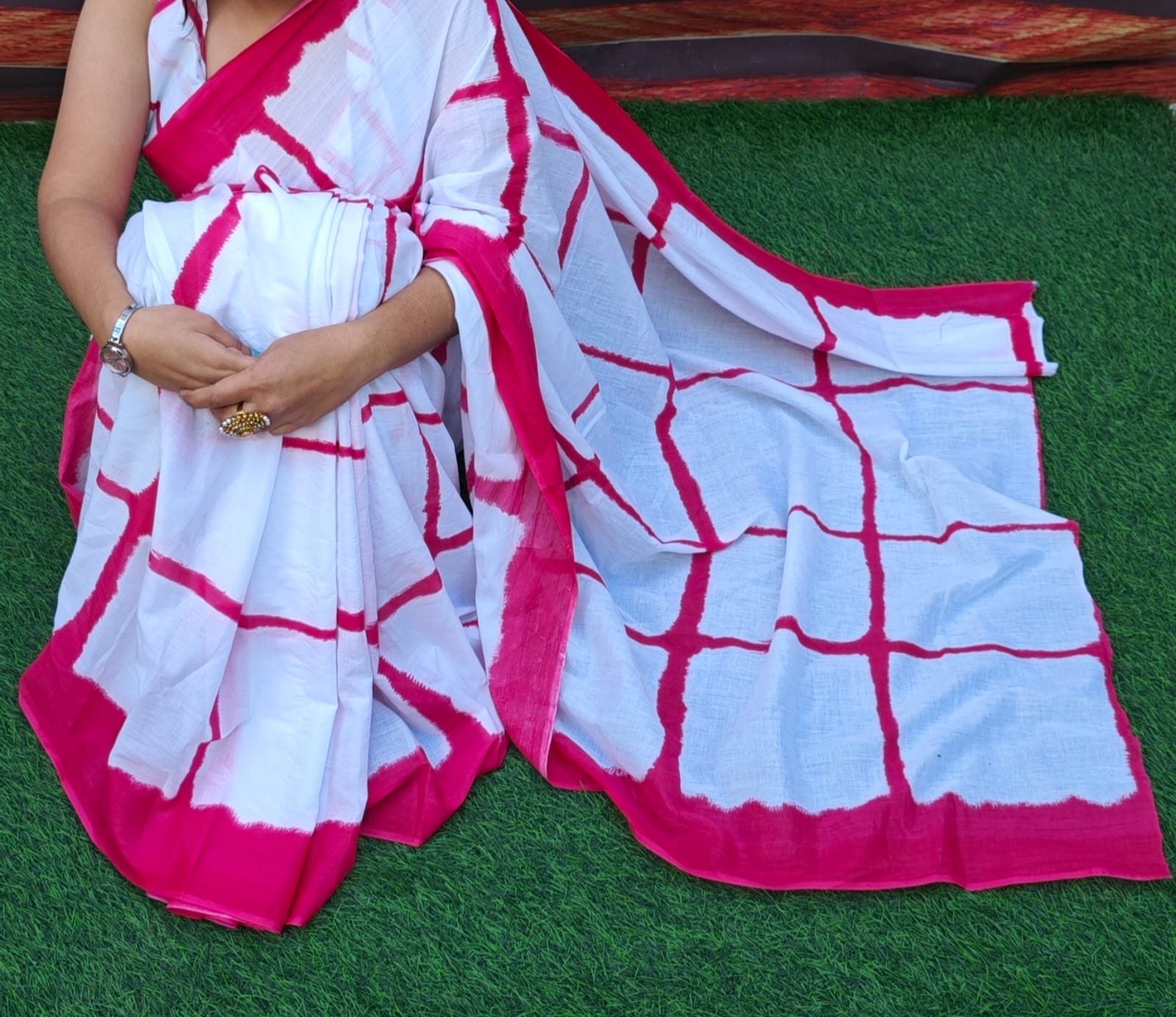 Pink Maze Cotton Mulmul Saree