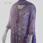 Lavendar Ombre Style Georgette Chikankari Kurti Palazzo Dupatta Set With Mirror Work