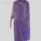 Lavendar Ombre Style Georgette Chikankari Kurti Palazzo Dupatta Set With Mirror Work