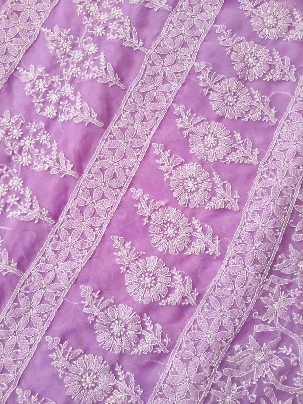 Purple Noor Full Jaal Hand Embroidered Lucknowi Chikankari Saree