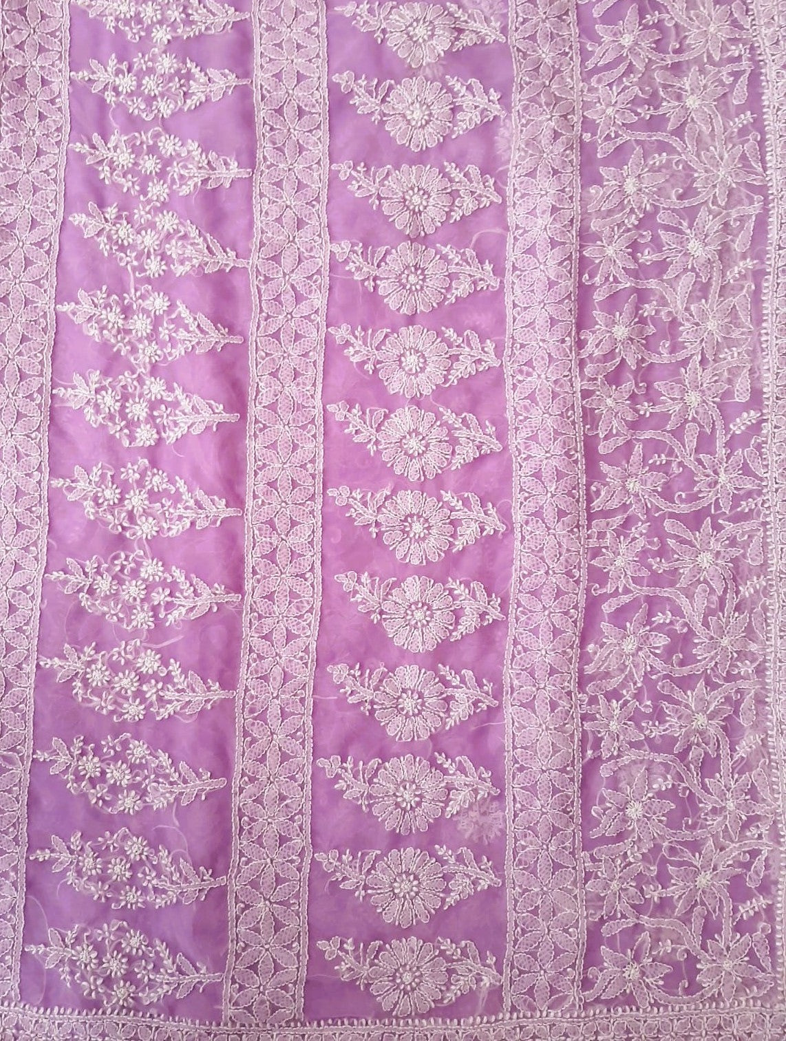 Purple Noor Full Jaal Hand Embroidered Lucknowi Chikankari Saree