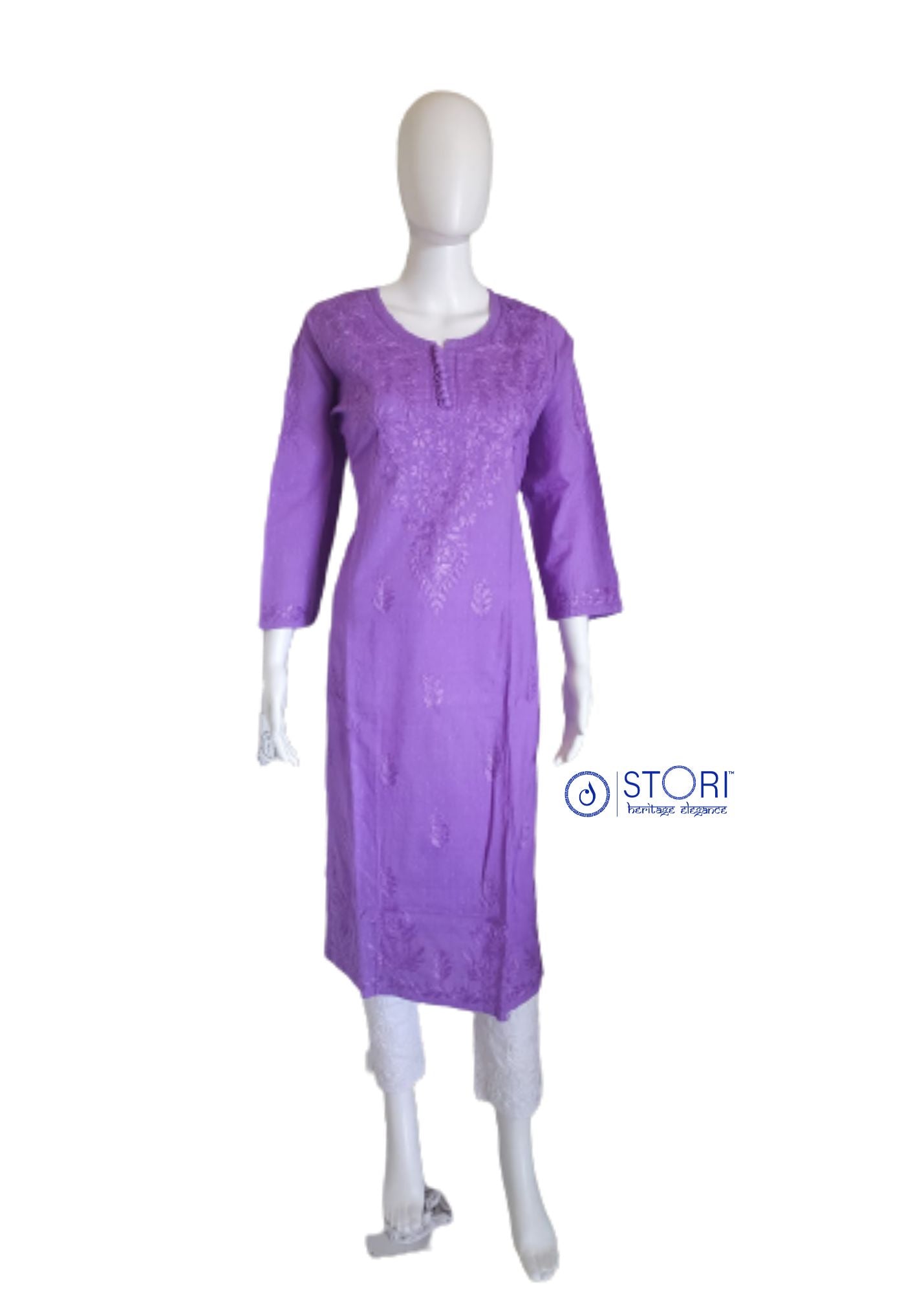 Fresh Purple Soft Cotton Chikankari Kurti