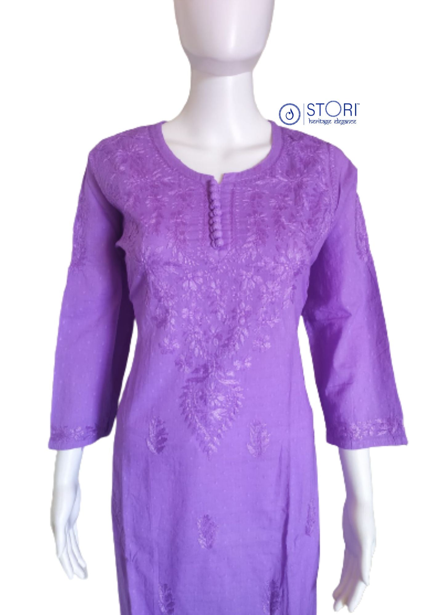 Fresh Purple Soft Cotton Chikankari Kurti