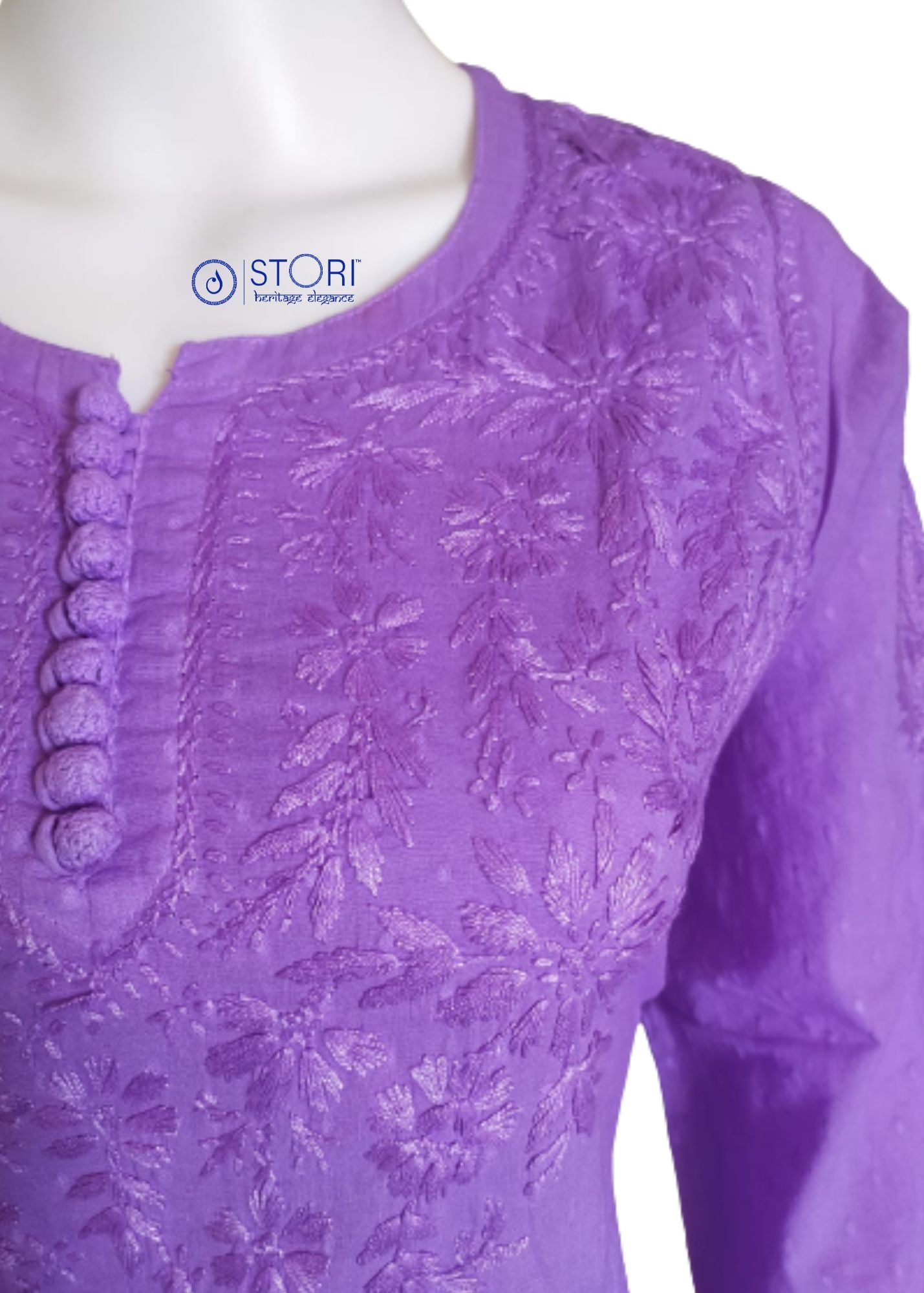 Fresh Purple Soft Cotton Chikankari Kurti