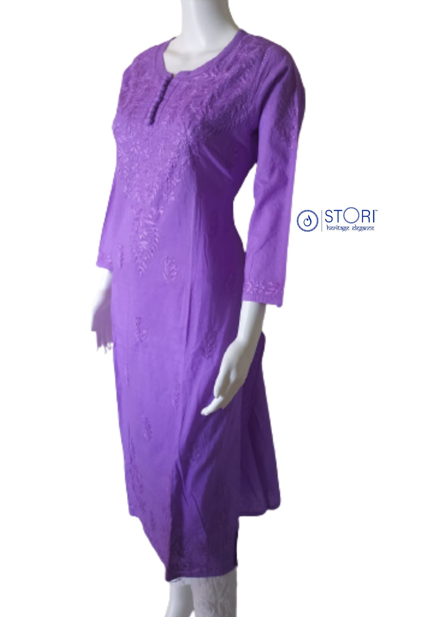 Fresh Purple Soft Cotton Chikankari Kurti