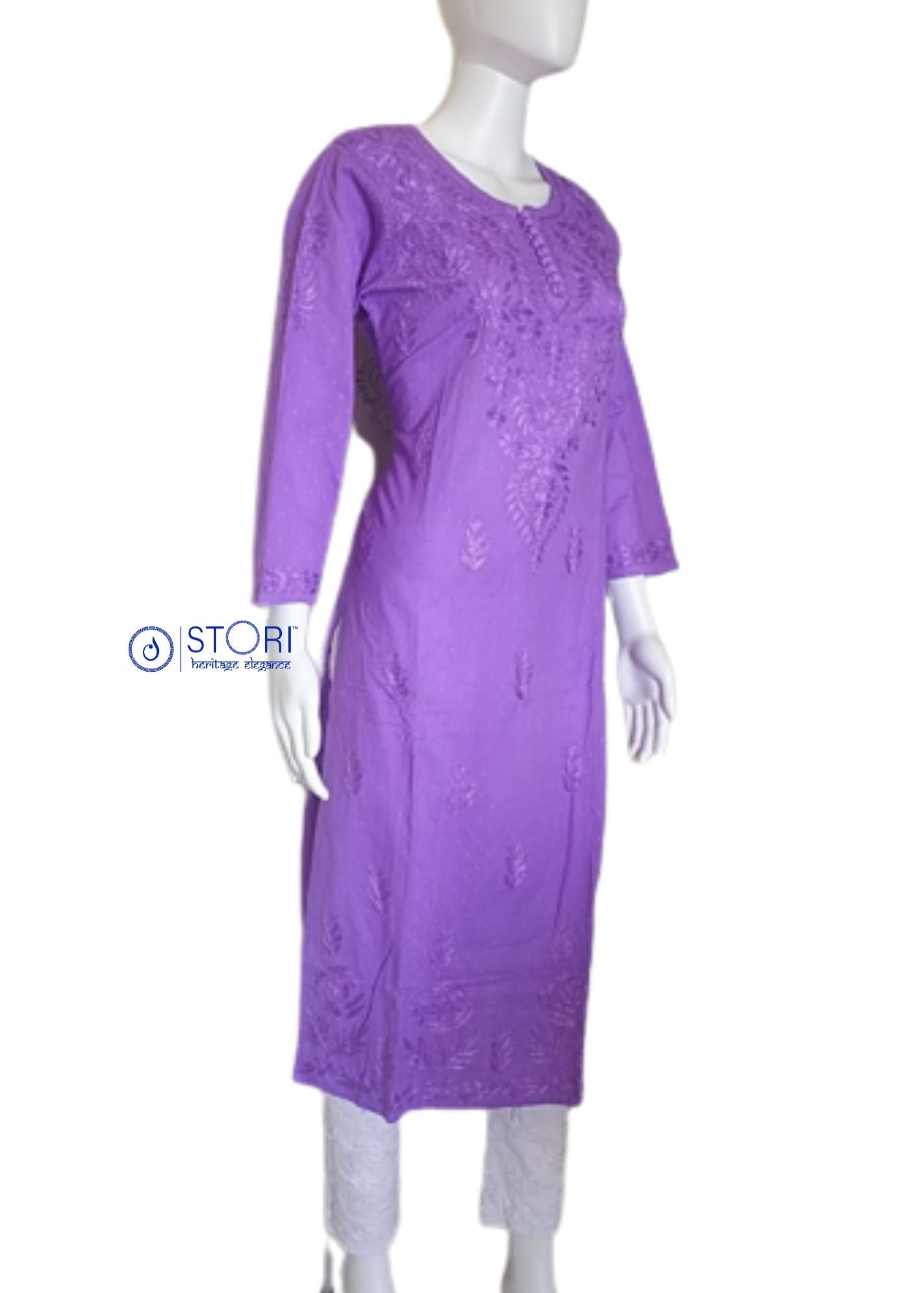 Fresh Purple Soft Cotton Chikankari Kurti