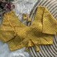 Yellow Mermaid Sequined V-Neck Georgette Designer Blouse