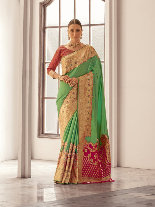 Marmalade Green Soft Silk Saree