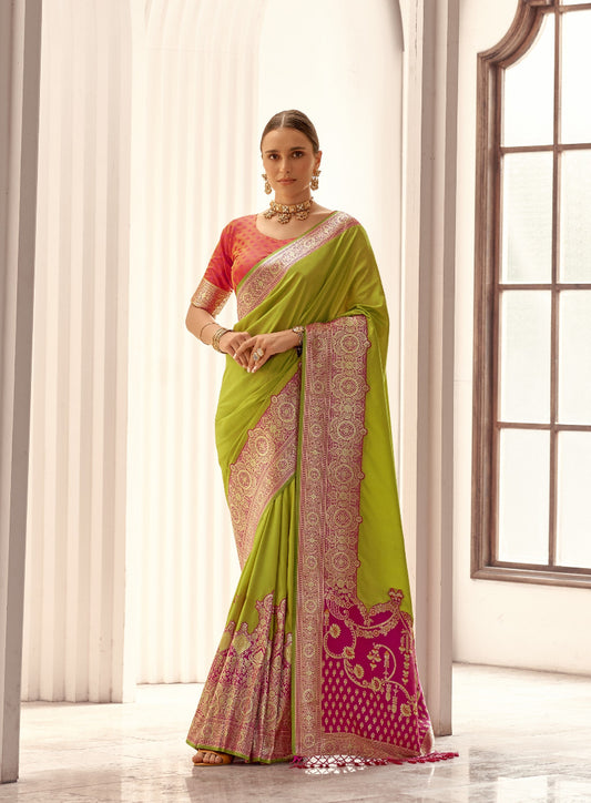 Mehendi Green Soft Silk Saree