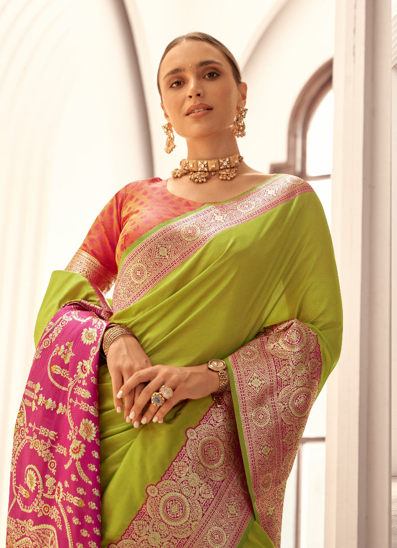 Mehendi Green Soft Silk Saree